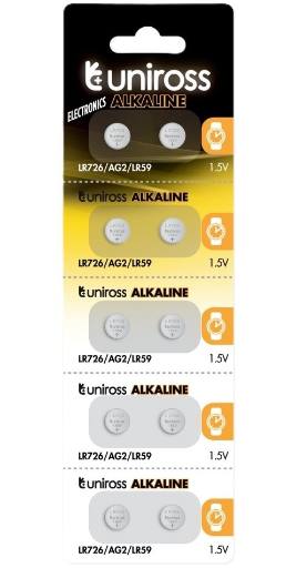 [30302] Uniross Alkaline-Coin LR726 AG2 LR59 Battery (10pack)