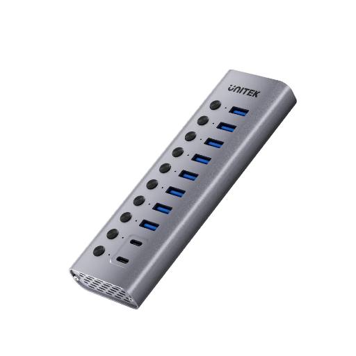 [26499] Unitek USB-C Hub 8xUSB-A Power Switch 2xUSB-C 12V3A H1315B