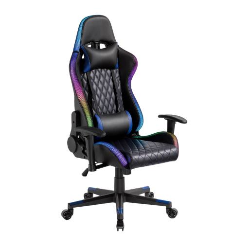 [30275] Lumivida Gaming Chair with Headrest, Lumbar Support & RGB Lights CH06-30 Black