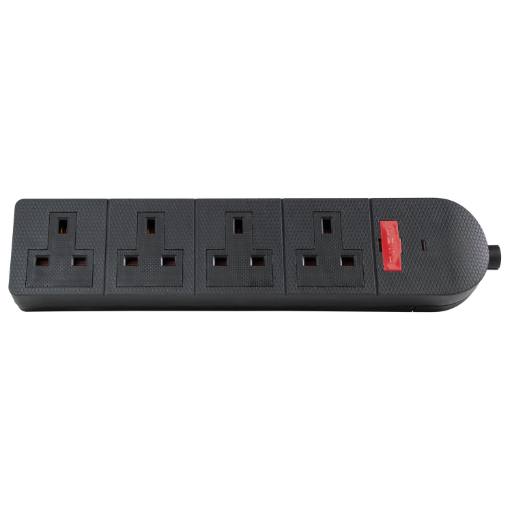 [30272] Mercury POWER Extension Trailing Socket Heavy Duty 4-Gang 13A Black 429.622UK