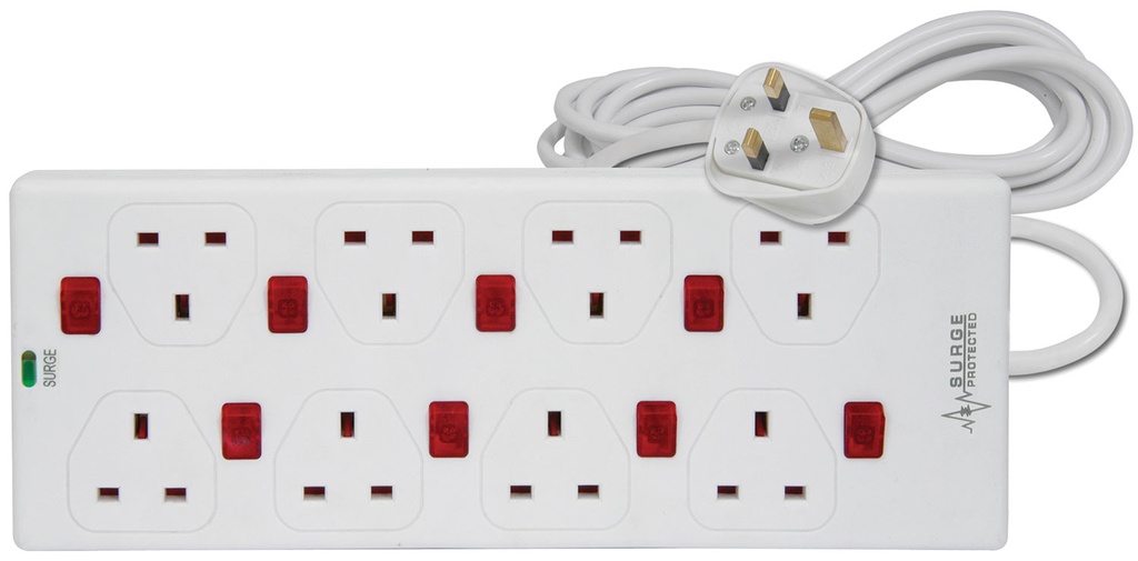 [28047] Mercury 8-Gang Power Extension 2.0m with Switches & Surge Protection 429.797UK