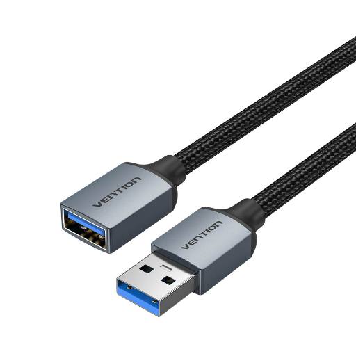 [30179] Vention IT Cable USB-A 3.0 M-F Extension Braided Aluminium 2.0m Grey CBLHH