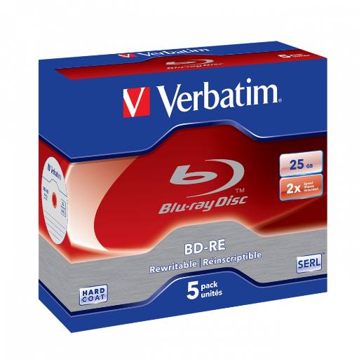 Verbatim BD-RE 25GB 2X 5-Pack Jewel Case 43615