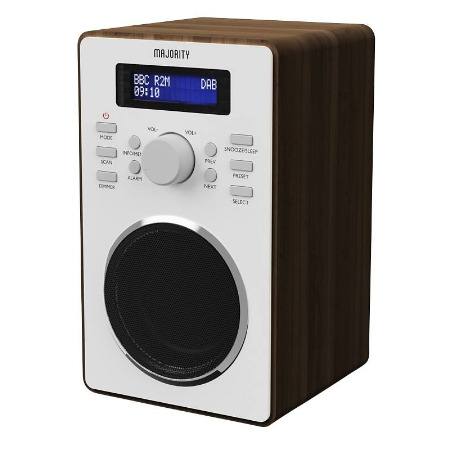 Majority BARTON FM/DAB Radio with Dual Alarm & LED Display (Walnut)