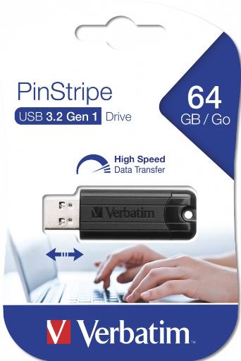 [25224] Verbatim USB Drive 3.2 Pinstripe 64GB Black