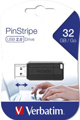 [25221] Verbatim USB Drive 2.0 Pinstripe 32GB Black