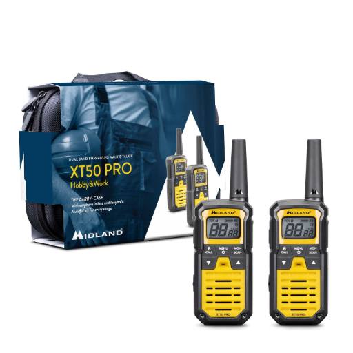 Midland XT50 Pro Hobby & Work Walkie Talkies Radios (pair) incl 2 x Earphones & Carry Case