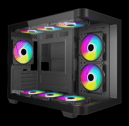 Armaggeddon Gaming Case ATX AQUARON X-Curve GiGa 10 E X10 With 10x ARGB Fans Black