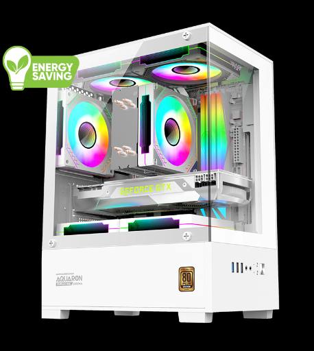 [30040] Armaggeddon Gaming Case M-ATX AQUARON NEMO White (3x Chroma Fans & 250W 80+ PSU)