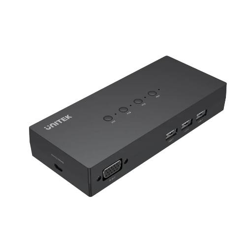 Unitek VGA KVM Switch 4In1Out w/3-Port USB2.0 Hub U-8710ABK