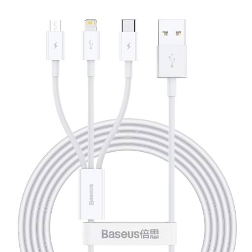 Baseus Cable Superior Series 3-in-1 1.5m White