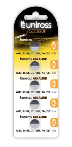 [22120] Uniross LR754 AG5 LR48 Alkaline Coin Battery (5pack)