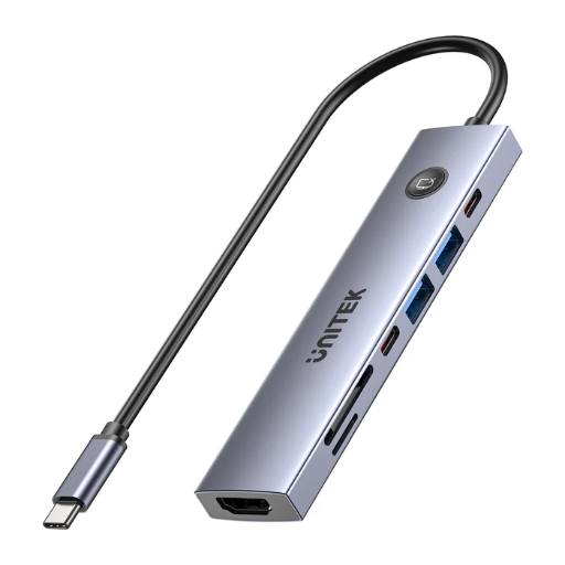 [29954] Unitek USB-C Hub 2xUSB-A/USB-C/HDMI/SD/PD100W with ON/OFF Screen Switch H1124A
