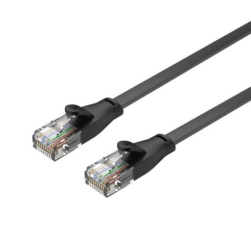 [21757] Unitek C1814GBK Flat Patch Cable CAT6 Black 15.0m