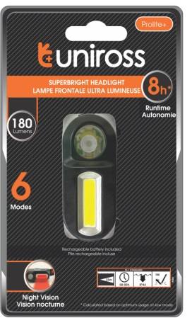 [20927] Uniross ULSH04 Prolite Plus USB Rechargeable Twin LED Headlamp 180 Lumens