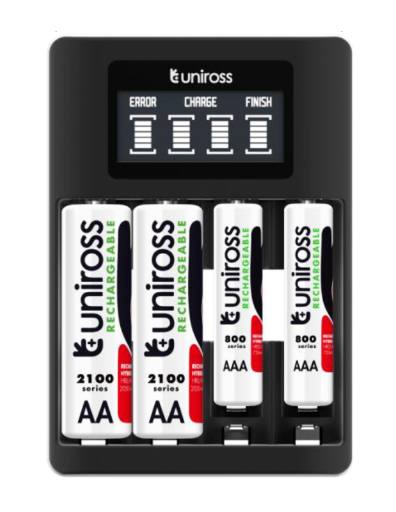 Uniross UCU002 Fast 2hr USB Charger for AA/AAA With LCD Screen