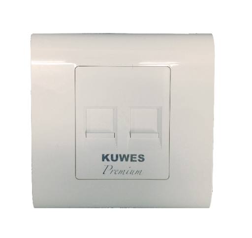 [18910] Kuwes Outlet Double Faceplate UK 86x86mm
