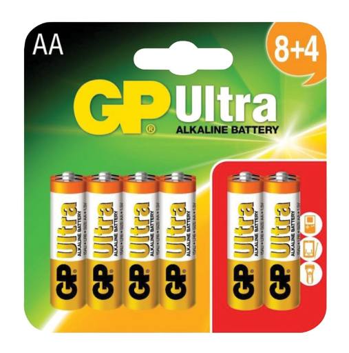 [18892] GP Ultra Alkaline Batteries AA 8+4 656.012UK