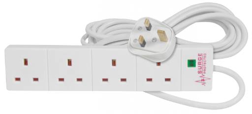 [16108] Mercury 4Gang with Surge Protector 2.0m in Polybag 430.009UK