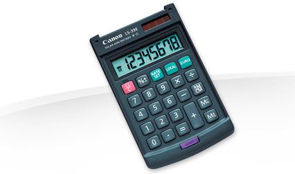 CANON CALCULATOR LS39EBL, 8 DIGIT, DUAL POWER, EUR CONVERTER, BLACK