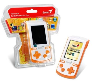 [31690011100] Genius Pocket Game HEEHA 300 Handheld Console - 2.5" LCD, 30 Classic Arcade Games, White/Orange