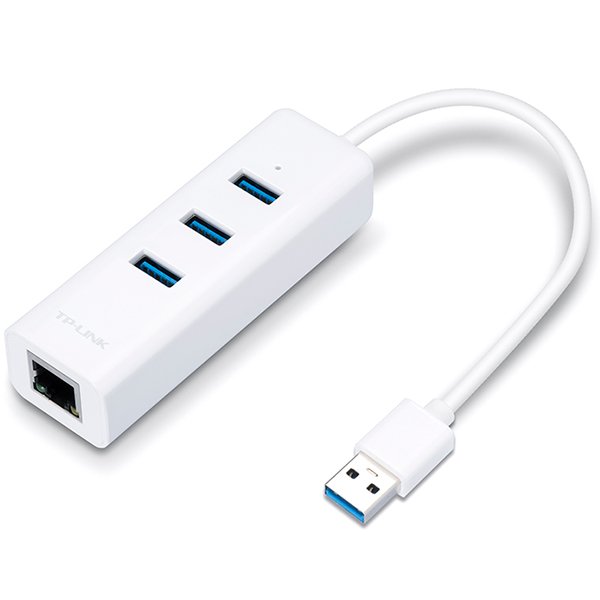 TP-Link USB 3.0 3- Port Hub And Gigabit Ethernet Adapter 2 In 1 USB Adapter, White