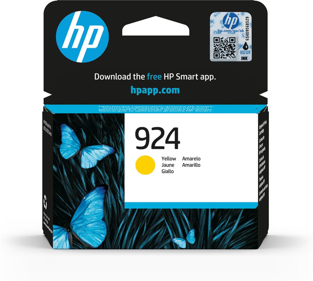 HP INK CARTRIDGE YELLOW, HP 924, FOR OFFICEJET PRINTERS 8125e, 8122e, 8135e, 8124e, 8132e, 8134e - 400 PAGES