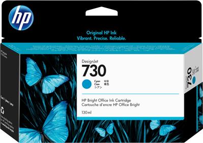 HP INK CARTRIDGE CYAN, HP 730, 130ML, FOR DESIGNJETS T1600, T1700, T2600 SERIES