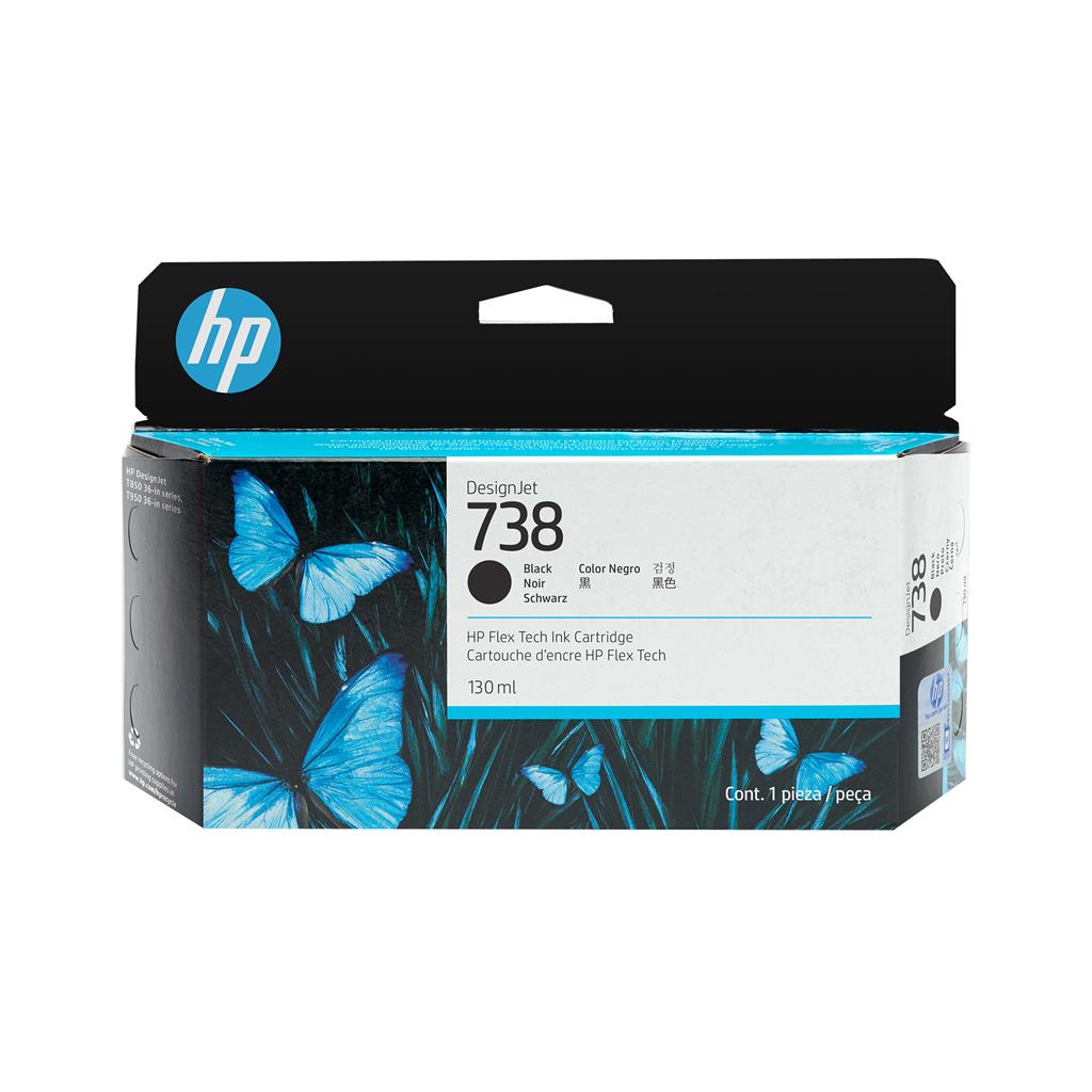 [498N4A] HP INK CARTRIDGE BLACK, HP 738, 130ML, FOR DESIGNJETS T850 & T950 SERIES