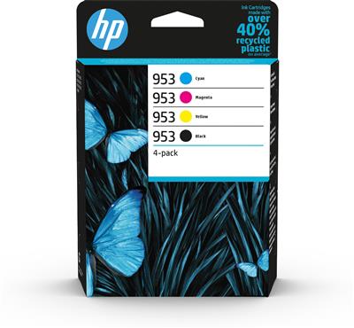 HP INK CARTRIDGE 4 PACK, BLACK, CYAN, MAGENTA, YELLOW, HP 953, FOR PRINTERS OFFICEJET 7720, 7730, 7740, 8210, 8218, 8710, 8715, 8720, 8725, 8730, 8740, - 1000 PAGES BLACK - 700 PAGES COLOR EACH