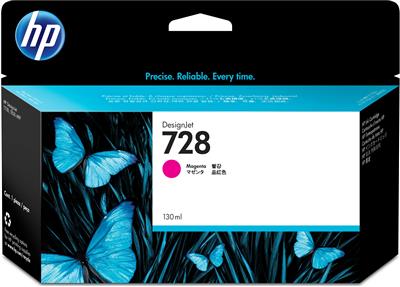 HP INK CARTRIDGE MAGENTA, HP 728, 130ML, FOR DESIGNJETS T730, T830 SERIES
