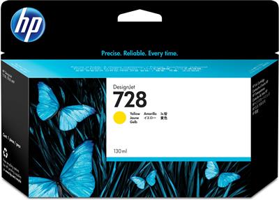 [F9J65A] HP INK CARTRIDGE YELLOW, HP 728, 130ML, FOR DESIGNJETS T730, T830 SERIES