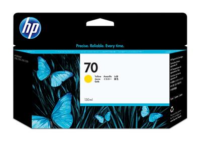 HP INK CARTRIDGE YELLOW, HP 70, FOR DESIGNJETS Z2100, Z3100, Z3200, Z5200, Z5400 SERIES