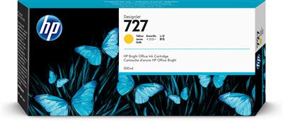 HP INK CARTRIDGE YELLOW, HP 727, 300ML, FOR DESIGNJETS T920, T930, T1500, T1530, T2500, T2530 SERIES