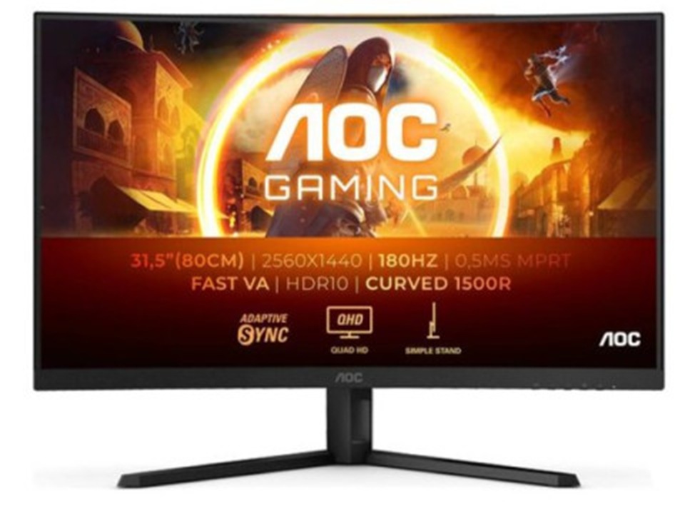 AOC MONITOR CQ32G4VE, CURVED GAMING 32'', VA, G, 180HZ, 2560x1440, 80M:1, 300 CD/M², AMD FREESYNC, TILT, 2X HDMI