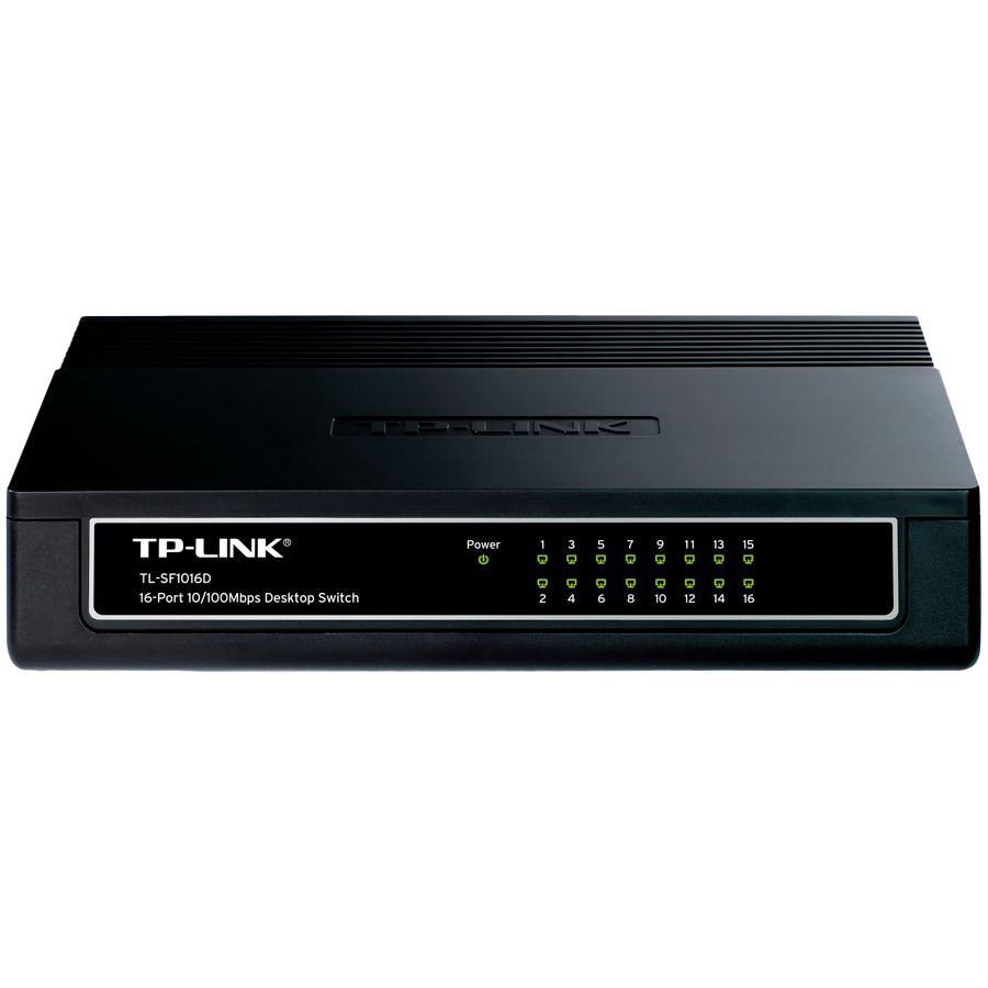 TP-LINK SWITCH 16PORTS 10/100 LAN PORTS, UNMANAGED, FANLESS, DESKTOP, PLASTIC CASE, UK PLUG