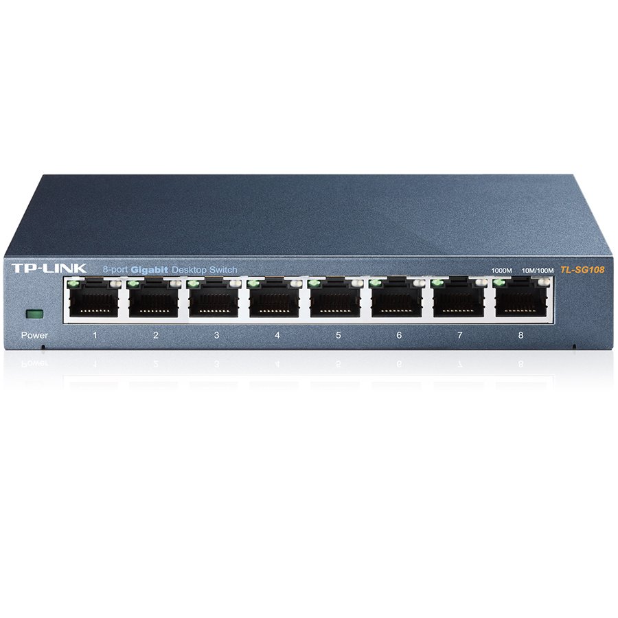 TP-LINK SWITCH 8PORTS GIGABIT LAN PORTS, UNMANAGED, STEEL CASE, DESKTOP, UK PLUG