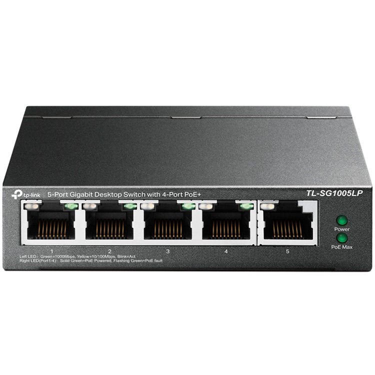 TP-LINK SWITCH 5PORTS GIGABIT, 4 POE+ PORTS UP TO 30W FOR EACH POE AND 40W FOR ALL POE PORTS, METAL CASING, PLUG AND PLAY, IDEAL FOR IP SURVEILLANCE AND ACCESS POINT