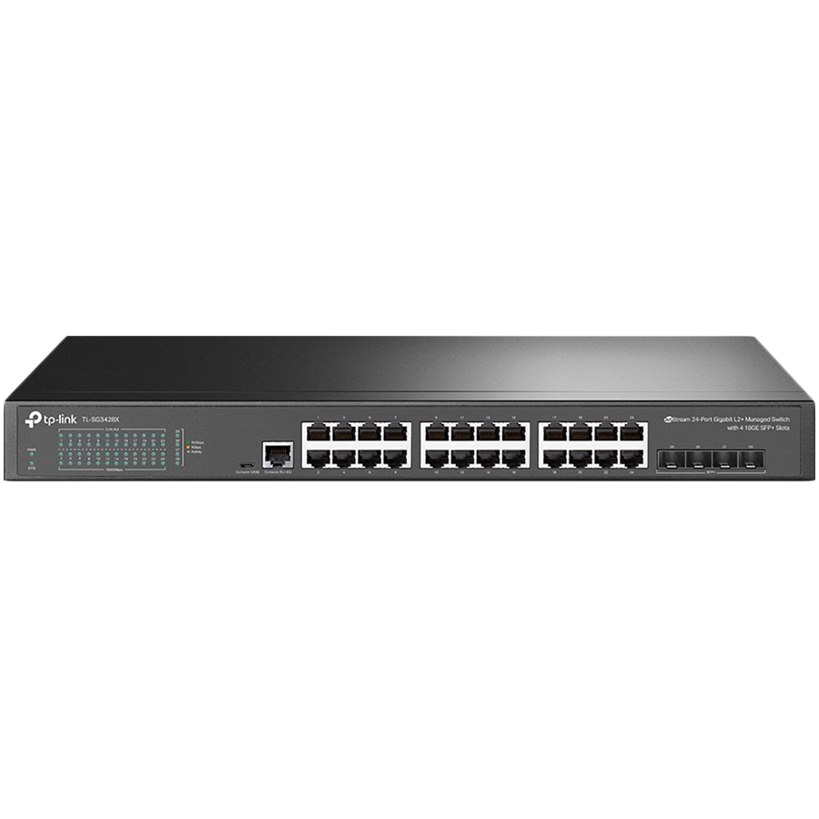TP-LINK SWITCH 24PORTS GIGABIT LAN PORTS, 4 SFP PORTS, MANAGED, QOS, L2, VLAN, RACKMOUNT, UK PLUG