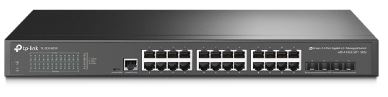 TP-LINK SWITCH 24PORTS GIGABIT LAN PORTS, 4 10GE SFP+ PORTS, MANAGED, QOS, L2+, VLAN, RACKMOUNT, UK PLUG