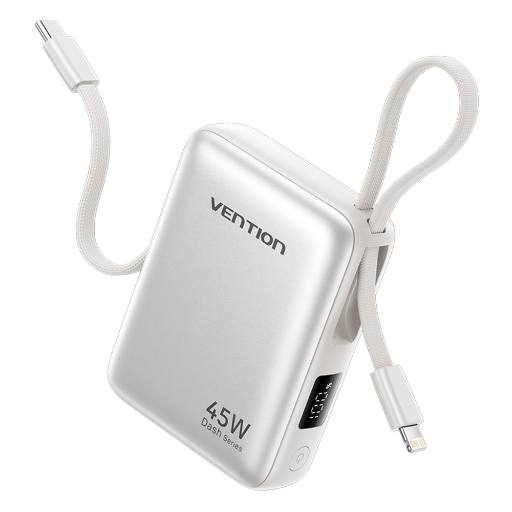 Vention Powerbank 10000mAh 45W Built-in USB-C & Lightning Cables FKMN0 Beige