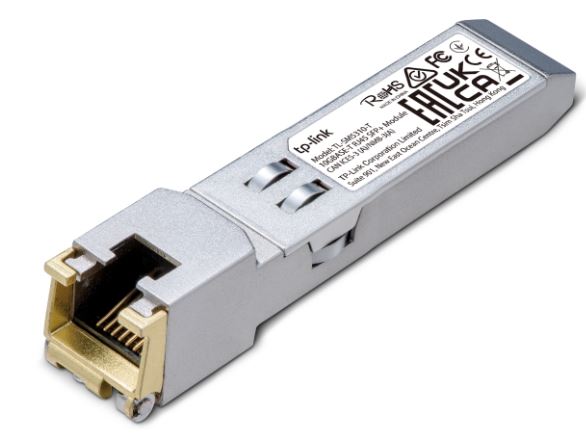 TP-LINK MINI GBIC GIGABIT MODULE, SUPPORT 10GBASE-T, 5GBASE-T, 2.5GBASE-T, 100BASE-TX, TRANSMIT DATA UP TO 30M AT 10GBPS, DDM, TX, HOT PLUGGABLE SFP + FOOTPRINT FEATURES