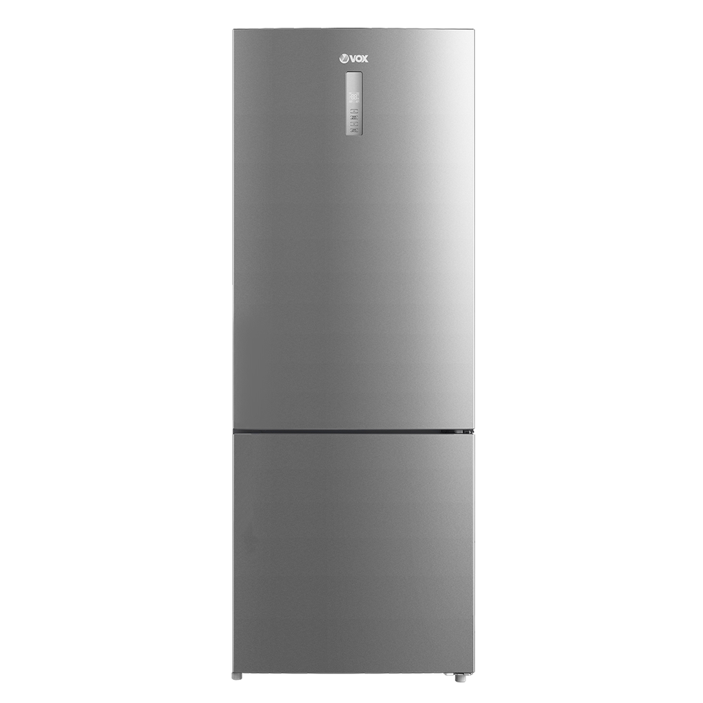[NF5720XE] VOX REFRIGERATOR BOTTOM FREEZER, E, NO FROST, 2-DOOR, 435L, 280KWH, ANTIBACTERIAL PROTECTION, SUPER COOL MODE, REVERSIBLE DOOR, HxWxD 1.88x0.70x0.66, INOX