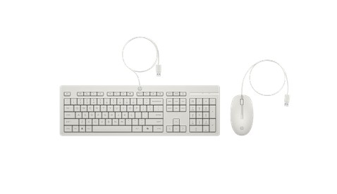 [AW5S6AA] HP Keyboard And Mouse 225 Wired, Cashmere White