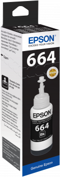 [C13T66414A] EPSON INK BOTTLE BLACK T6641, 1 x 70.0 ml, 4K PAGES, FOR ITS 4 CLR, L210, L110, L300, L355, L550, L1300, L220, L365, L310, L455, L565, L486, L382, L386, L3050, L3060, L3070